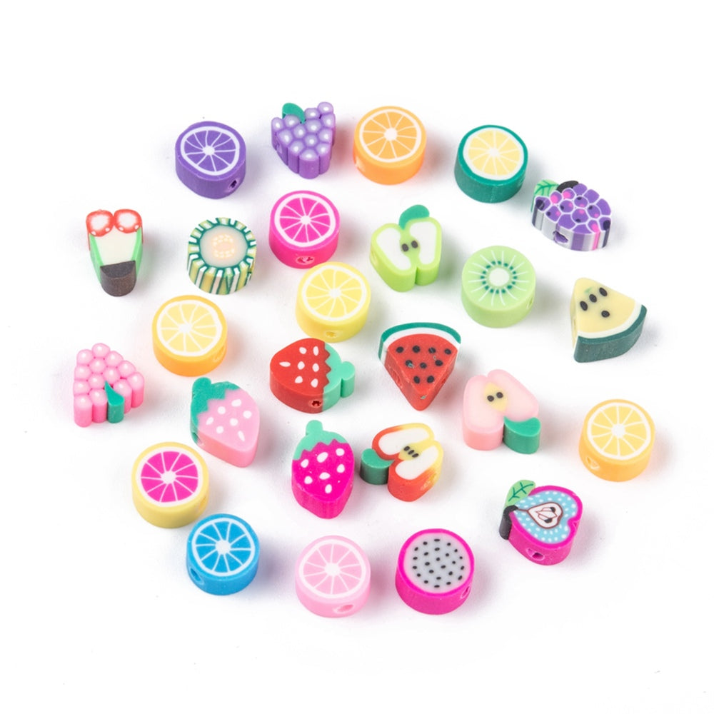 Polymer Clay Fruit Beads H made Packet 50 Random